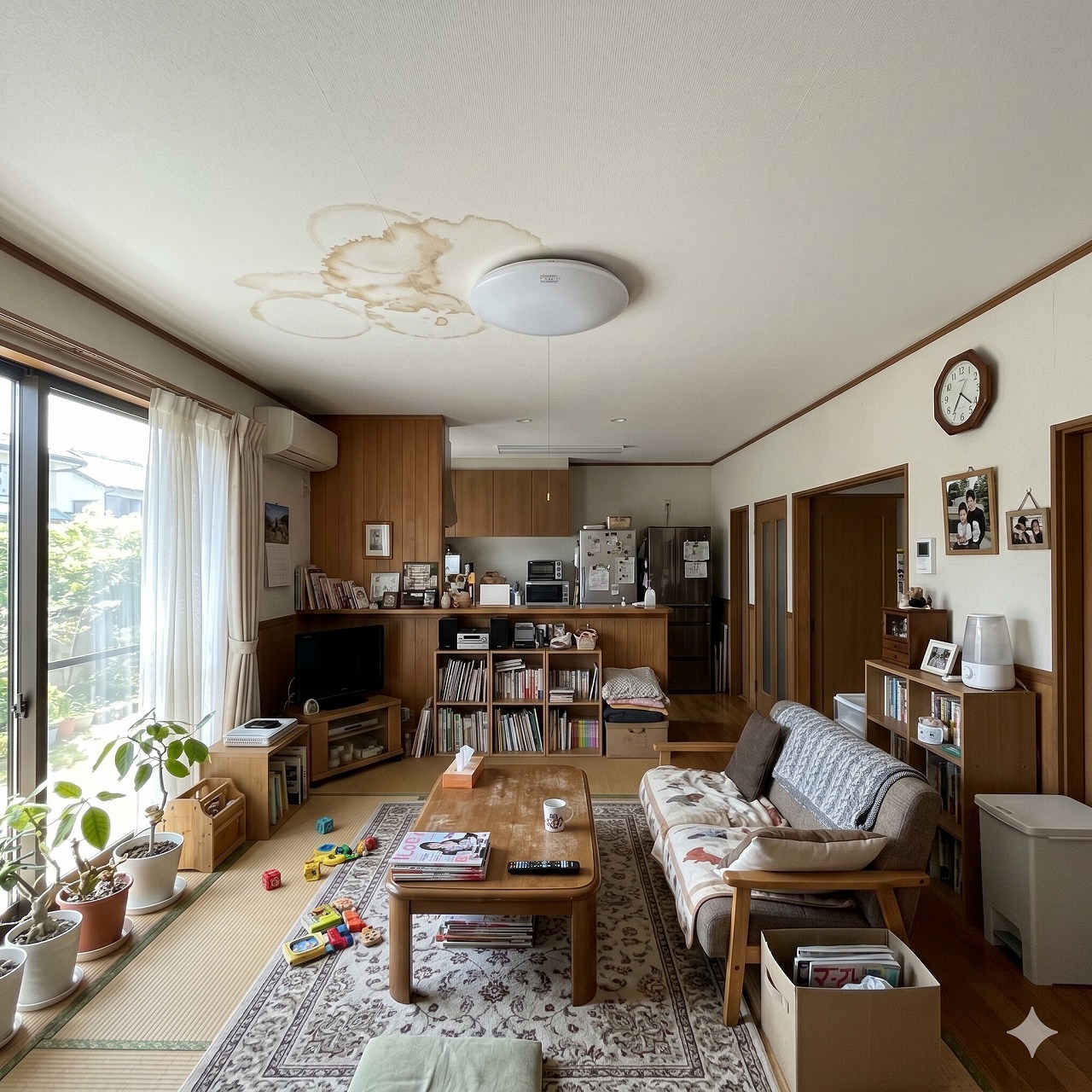雨漏りしている部屋全体の撮影例